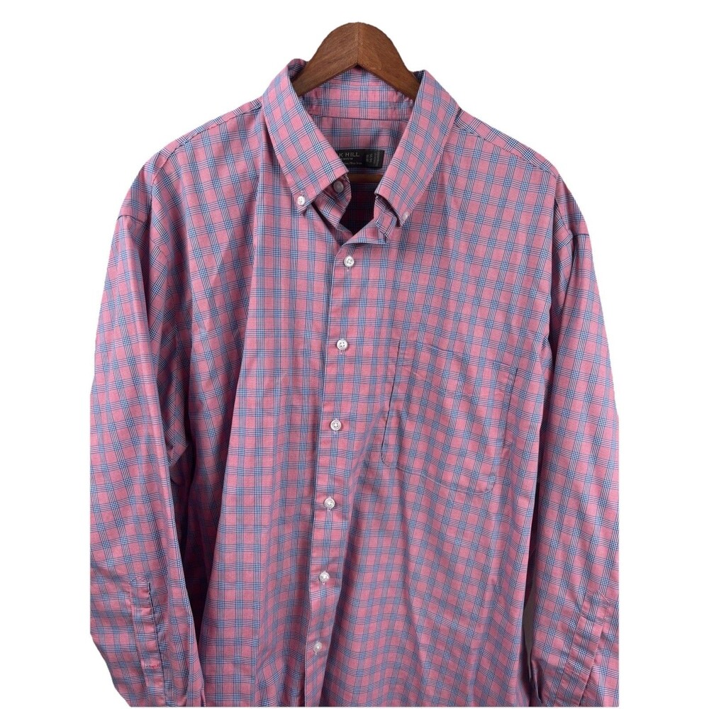 Oak Hill Premium 18.5 34/35 Red Blue Check Non-Iron 100% Supima Cotton